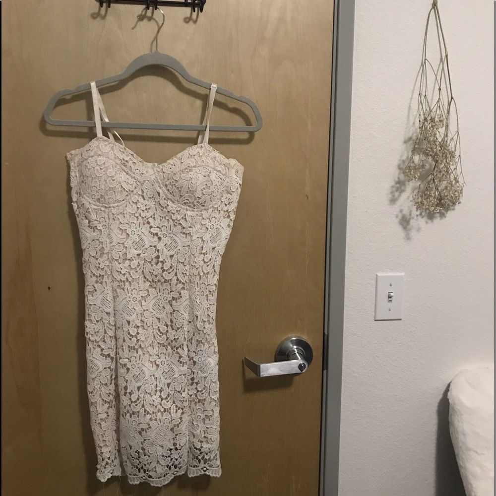 White lace lined dress